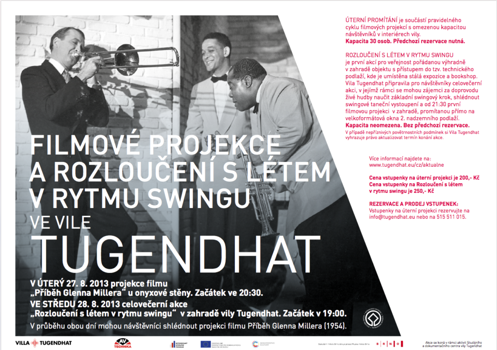 FILMOVÉ PROJEKCE A ROZLOUČENÍ S LÉTEM V RYTMU SWINGU VE VILE TUGENDHAT