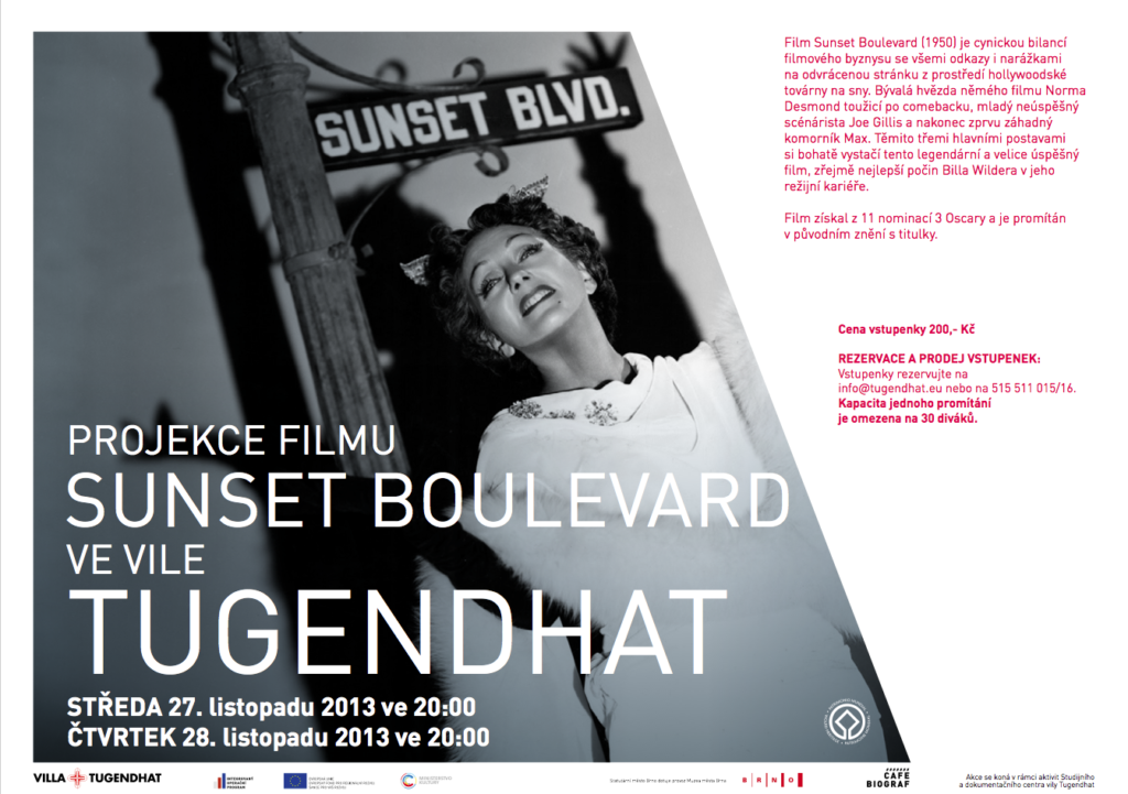 PROJEKCE FILMU SUNSET BOULEVARD VE VILE TUGENDHAT